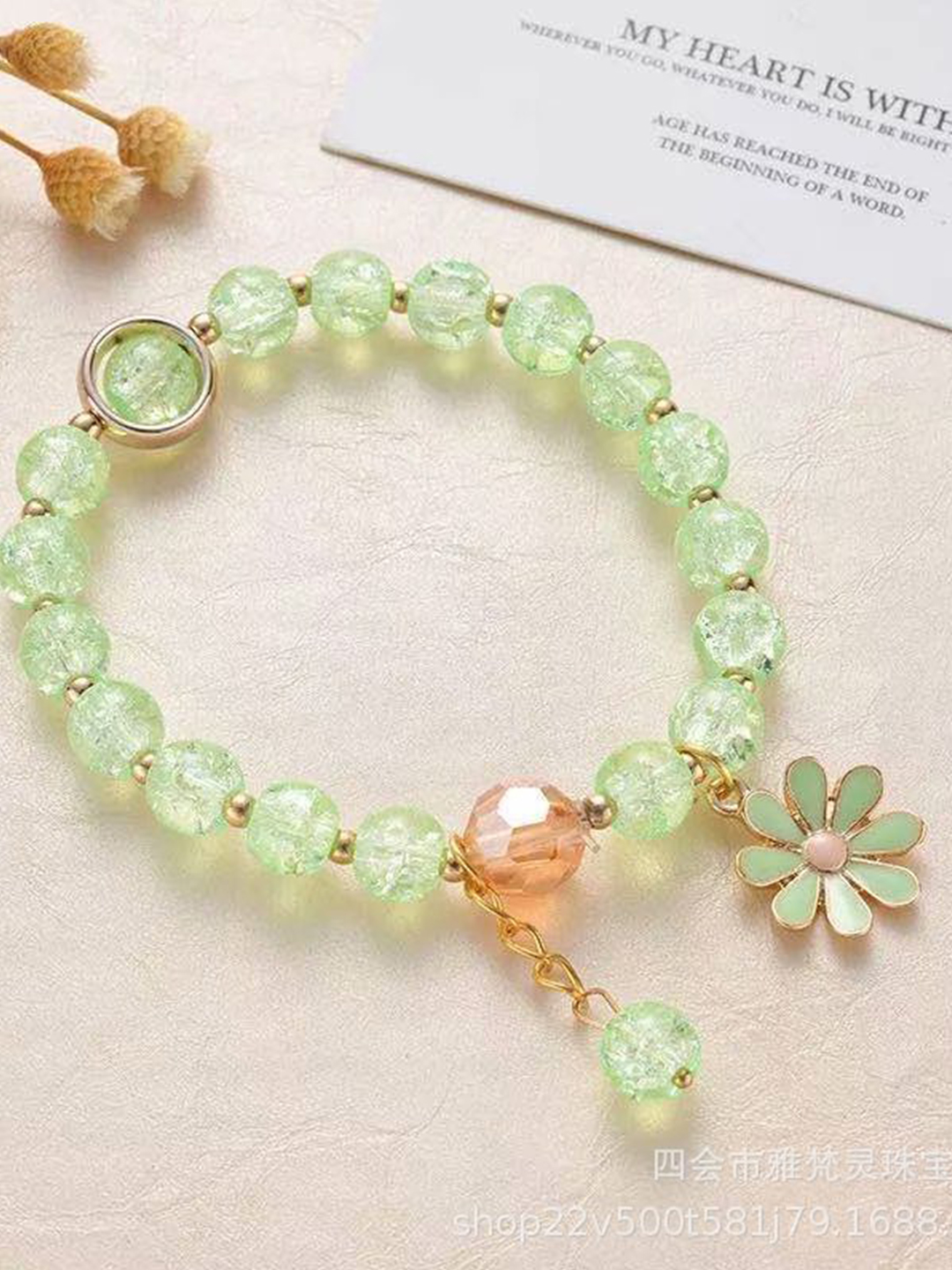 YouBella Jewellery Floral Bracelet for Girls and Women (Green)